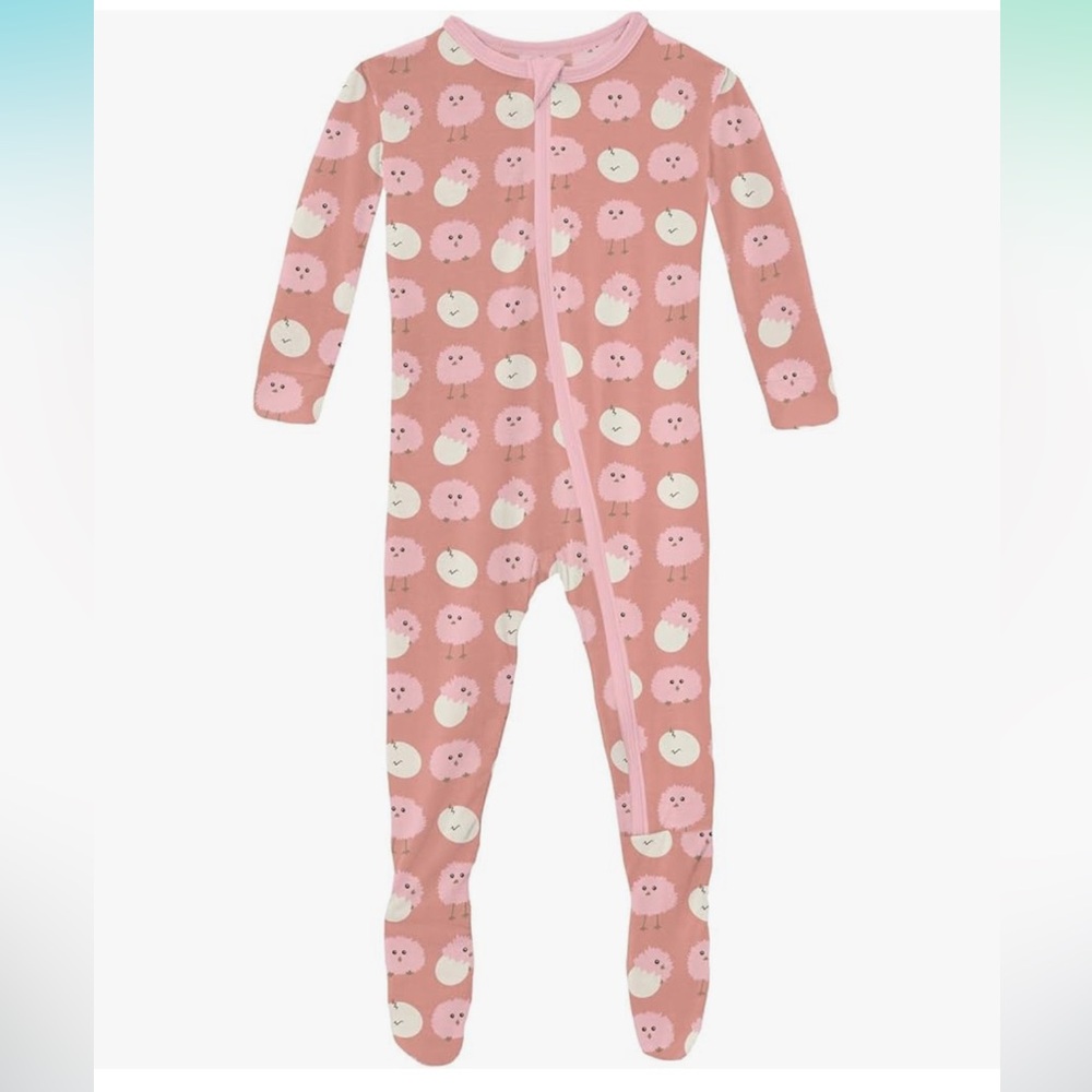 Kickee Pants Blush Pink Peeps Footie Pajamas 6-9 Months